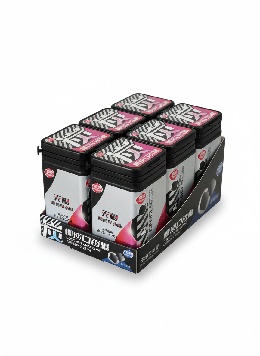 冰晶爽起劲椰炭口香糖无糖草莓味