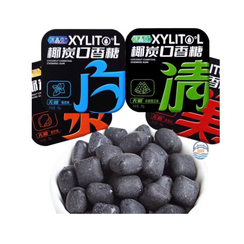 冰晶爽起劲椰炭口香糖无糖青柠味