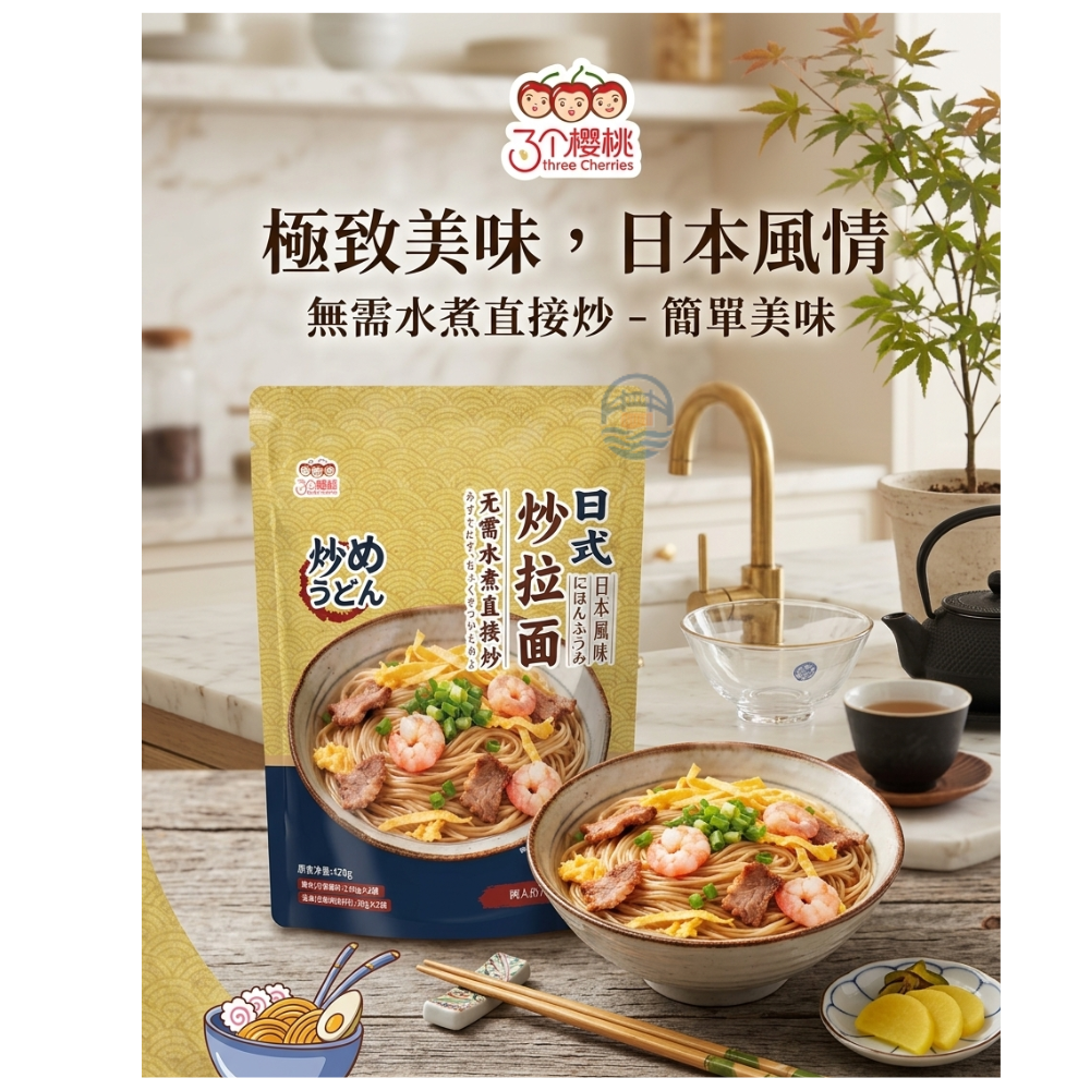 今旭三个樱桃·日式炒拉面420g