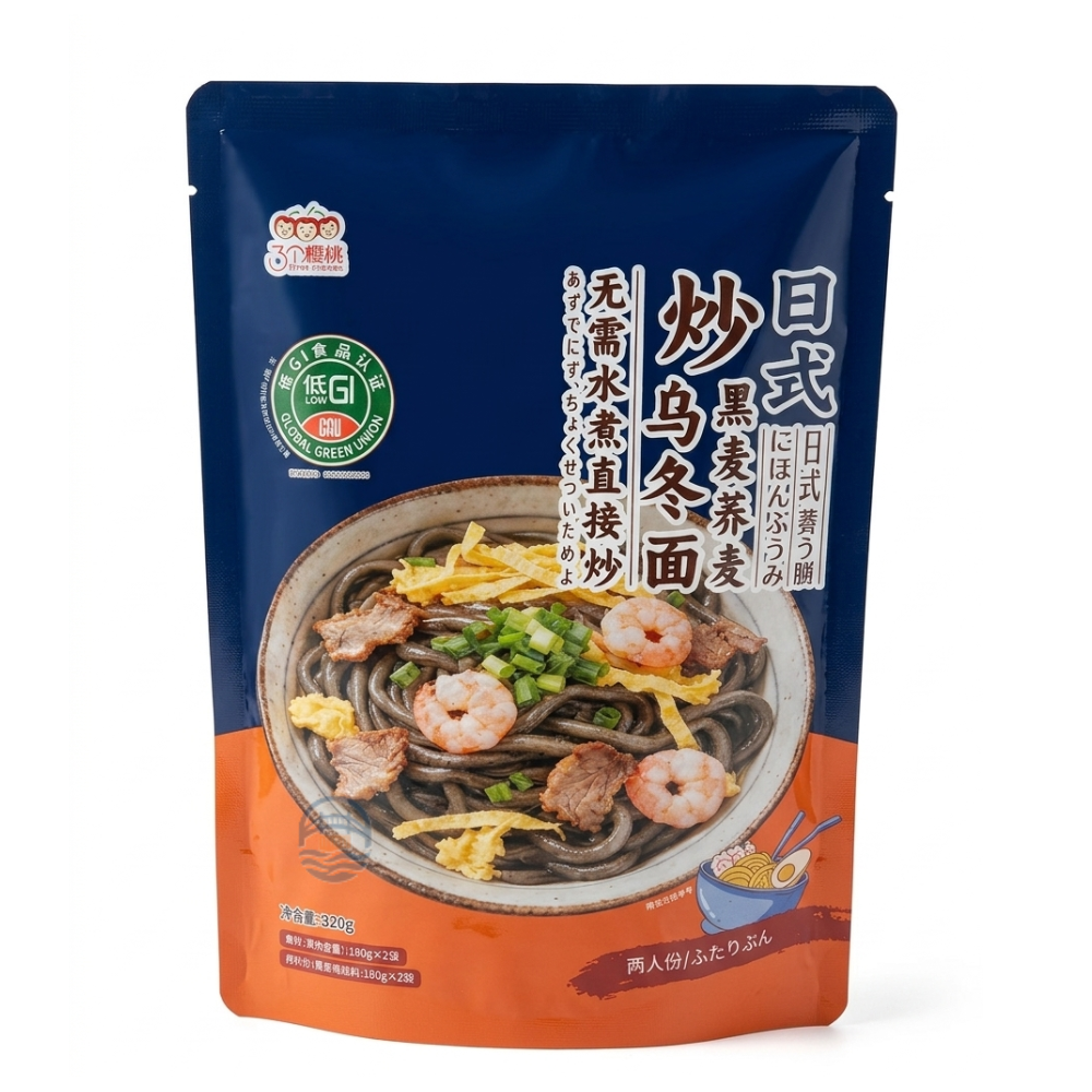 今旭三个樱桃·日式低GI炒黑麦荞麦乌冬面420g