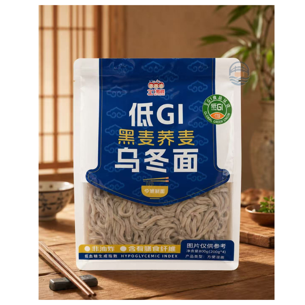 今旭三个樱桃低GI黑麦荞麦乌冬面4连包800g