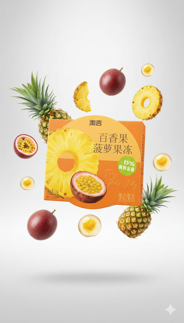 淘吉245g果肉果冻百香果菠萝果冻