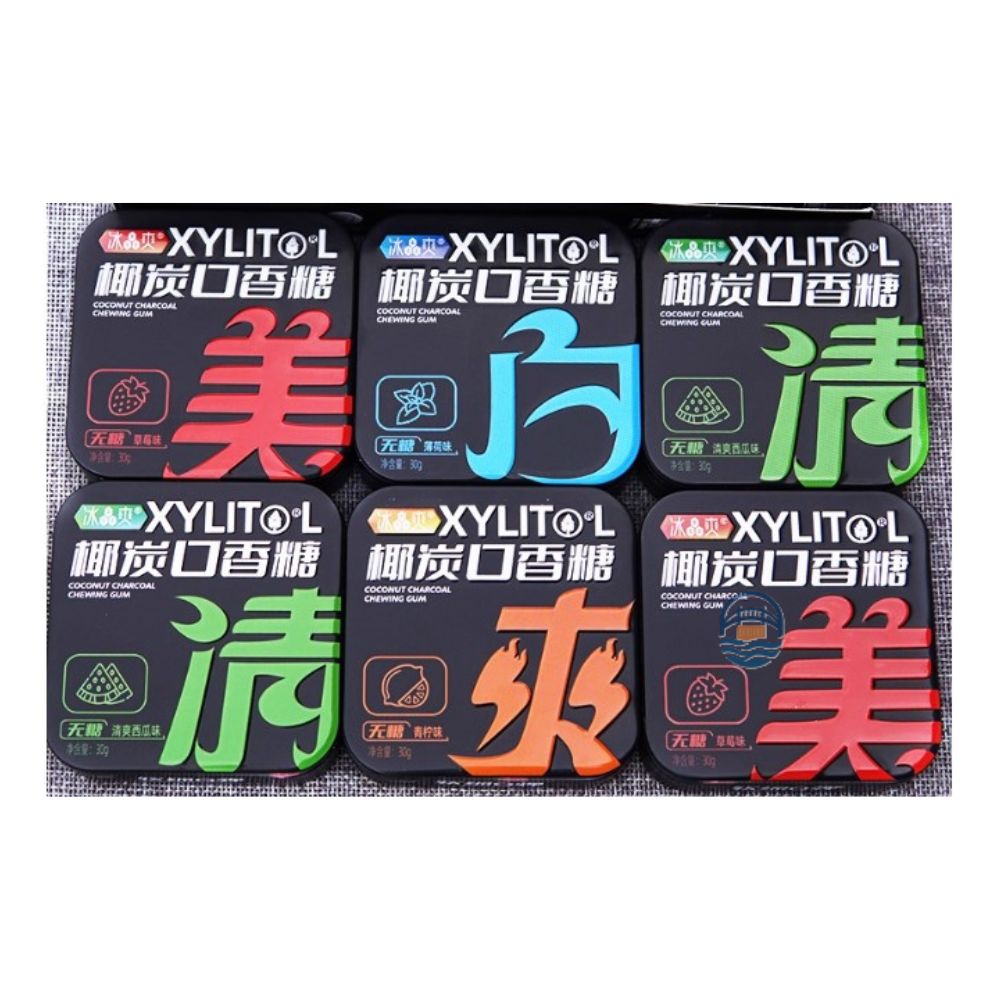 冰晶爽起劲椰炭口香糖无糖青柠味
