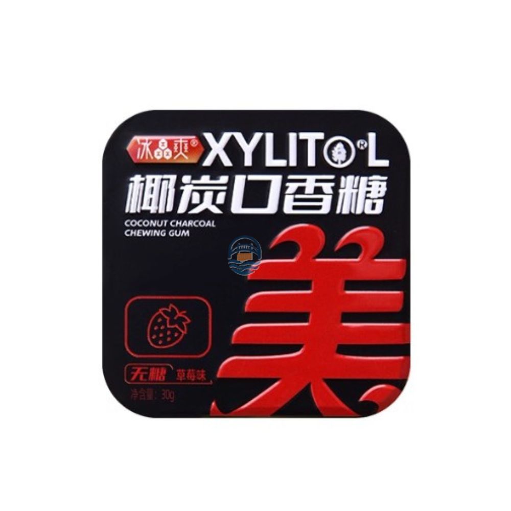 冰晶爽起劲椰炭口香糖无糖草莓味